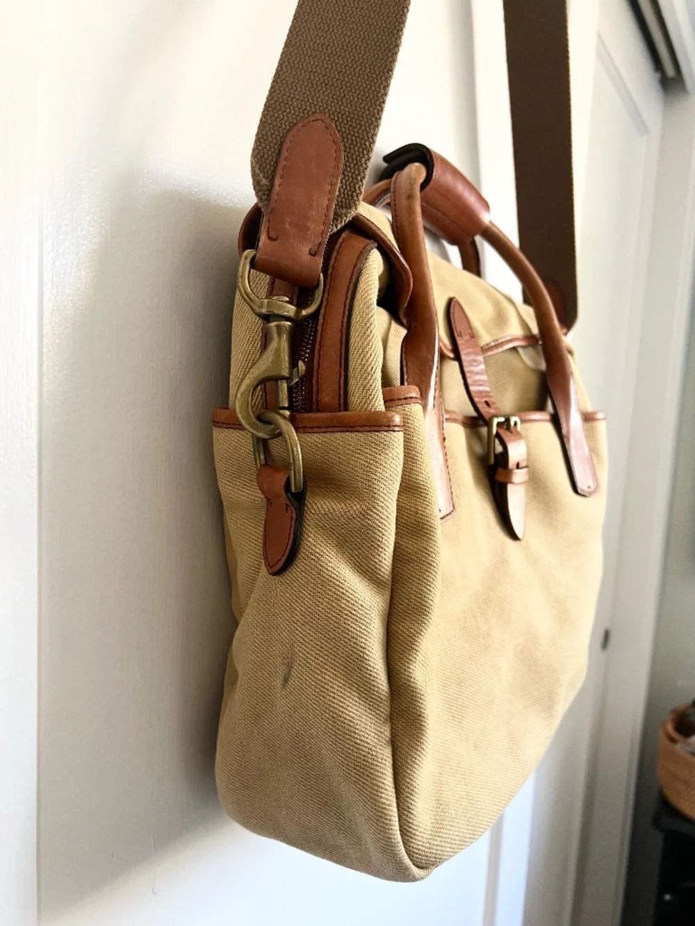 Vintage Polo Ralph Lauren Canvas Leather Weekender Travel Bag